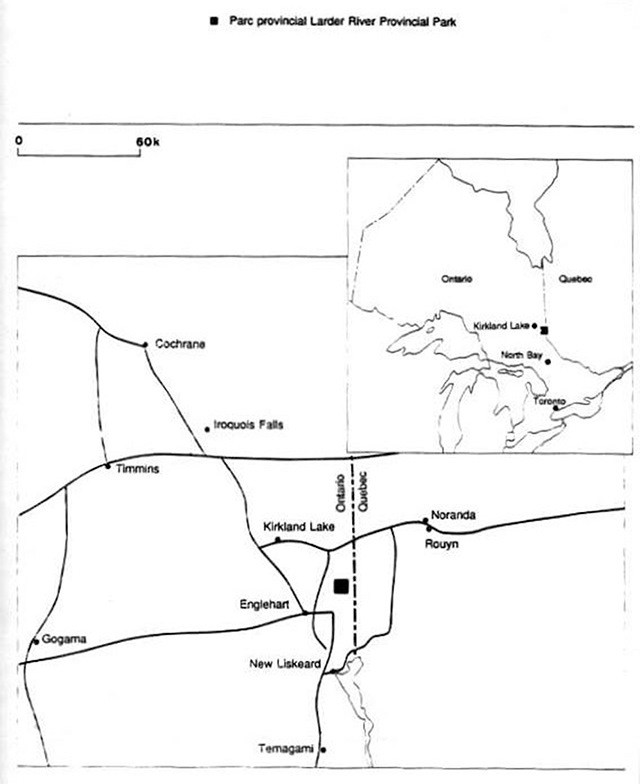 This is the regional settings map for Larder River Provincial Park