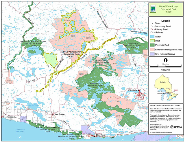 This is the regional settings map for Little White River Provincial Park