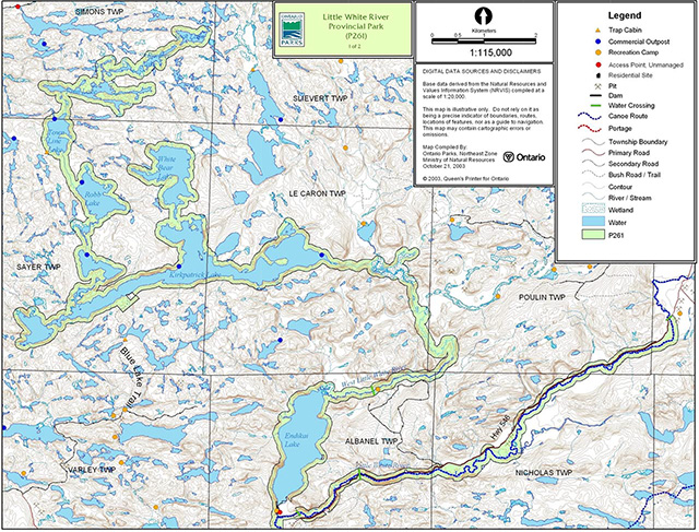 This is the park boundary map 2a for Little White River Provincial Park