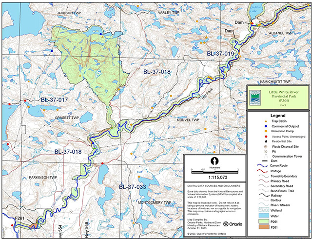This is the park boundary map 2b for Little White River Provincial Park