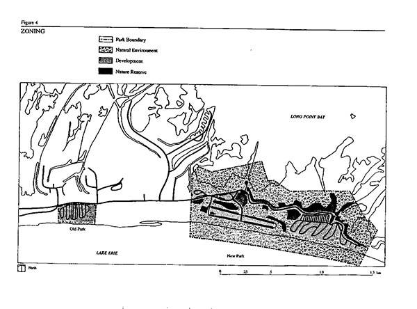 Map of the zoning area around Long Point Bay which includes the old and new park zones.