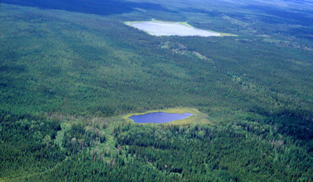 This is figure 1 aerial view photo of small kettle lakes and ponds in Part A.