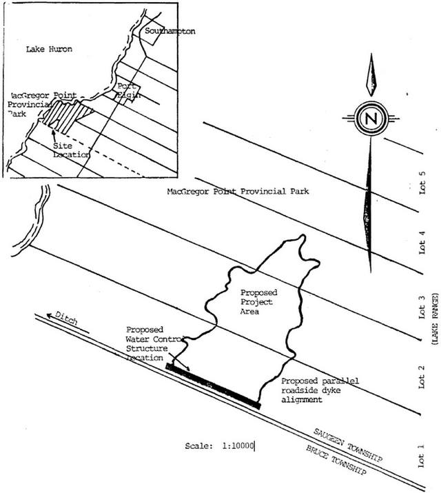 This is figure 1 map of MacGregor Point Wetland Conservation Project