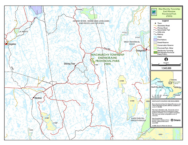 This is figure 1 regional settings map of MacMurchy Township End Moraine