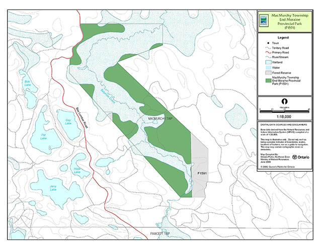 This is figure 2 park boundary map of MacMurchy Township End Moraine
