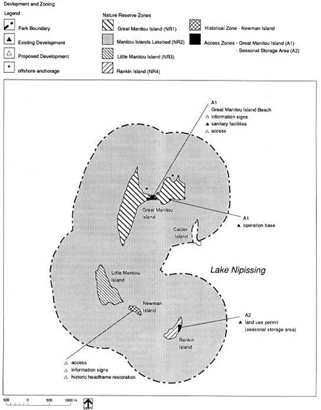This is figure 3 development and zoning map for Manitou Islands Provincial Nature Reserve