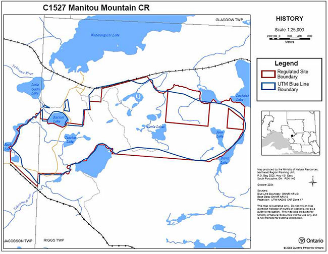 This is a boundary map for Manitou mountain conservation reserve.