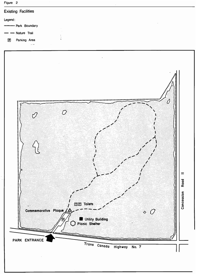 A map of the existing facilities at Mark S. Burnham Provincial Park