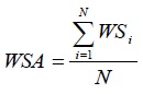 WSA equals StartFraction Sigma-summation Underscript i equals 1 Overscript N Endscript WS Subscript i Baseline Over N EndFraction