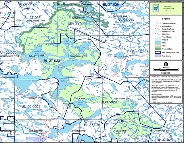 This is figure 3 bear management area map for Matinenda Provincial Park