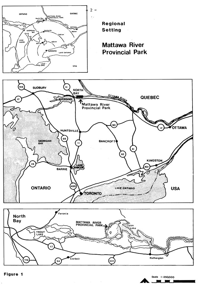 This is the regional settings map for Mattawa River Provincial Park