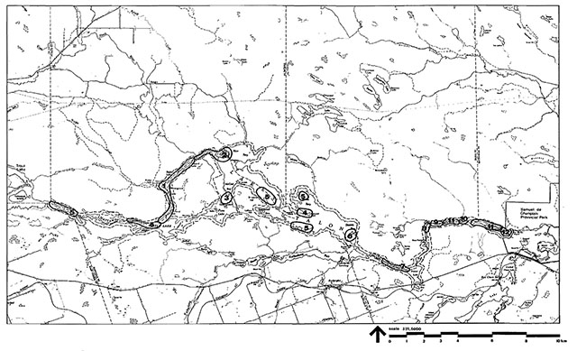 This is figure 2 map indicating significant features for Mattawa River Provincial Park