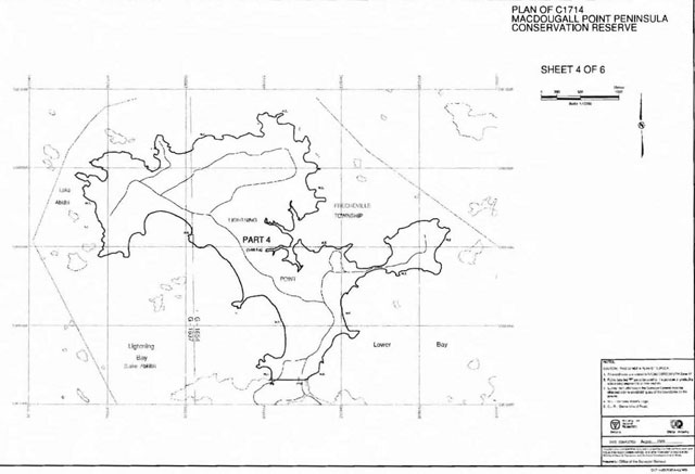 black and white map of the C1714 MacDougal Point Peninsula Conservation Reserve plan Sheet 4 of 6.
