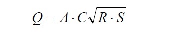 Q equals A times C times start square root R times S end square root