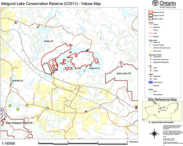 This is a values map for Melgund Lake Conservation Reserve