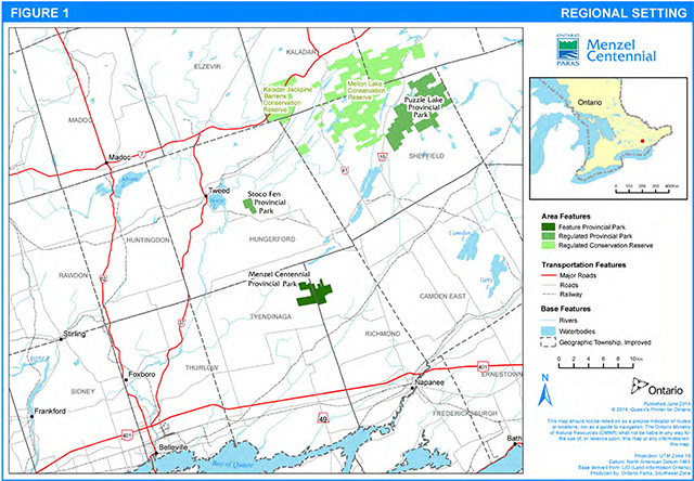 This is Figure 1 regional setting map of Menzel Centennial Provincial Park.