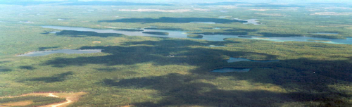 Aerial photo showing the ice contact topography inside of Meteor Lake Outwash Fans Conservation Reserve