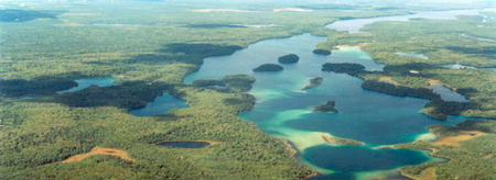 Aerial photo showing Meteor Lake inside of Meteor Lake Outwash Fans Conservation Reserve