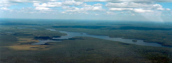 Aerial photo of Opikinimika Lake inside of Meteor Lake Outwash Fans Conservation Reserve 