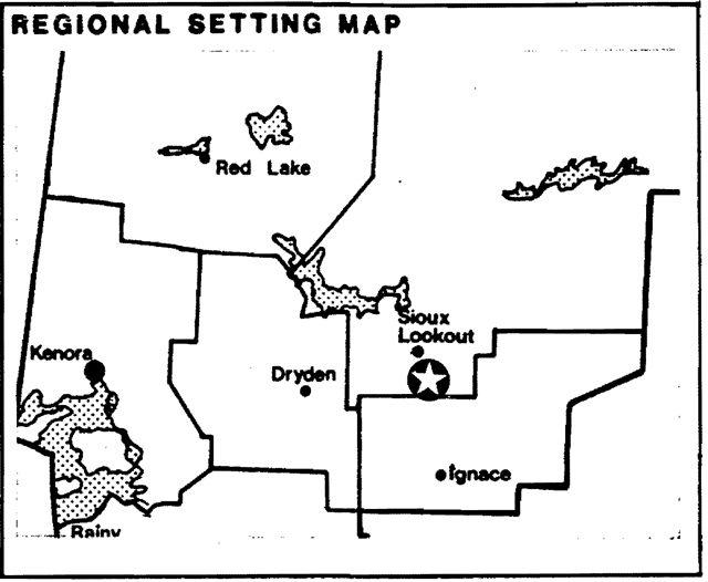 A Regional setting map for Minnitaki Kames Provincial Park