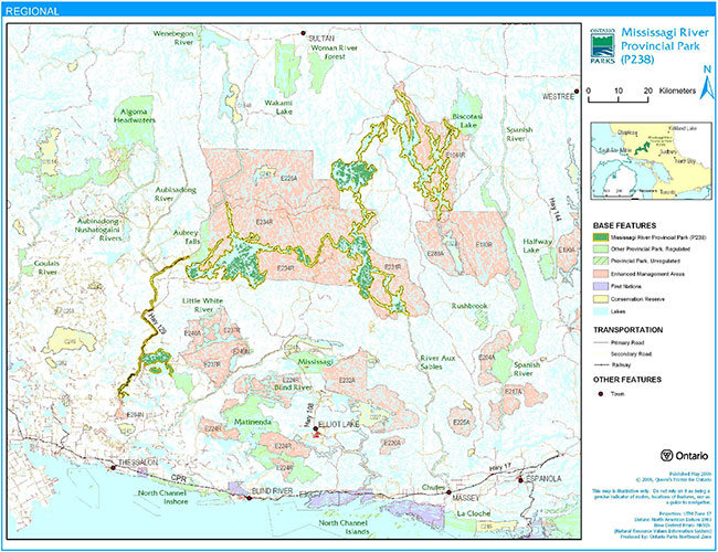 This is regional context map for Mississagi River Provincial Park.