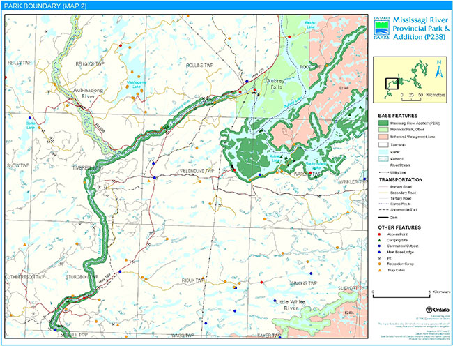 This is figure 2b park boundary map of Mississagi River Provincial Park.