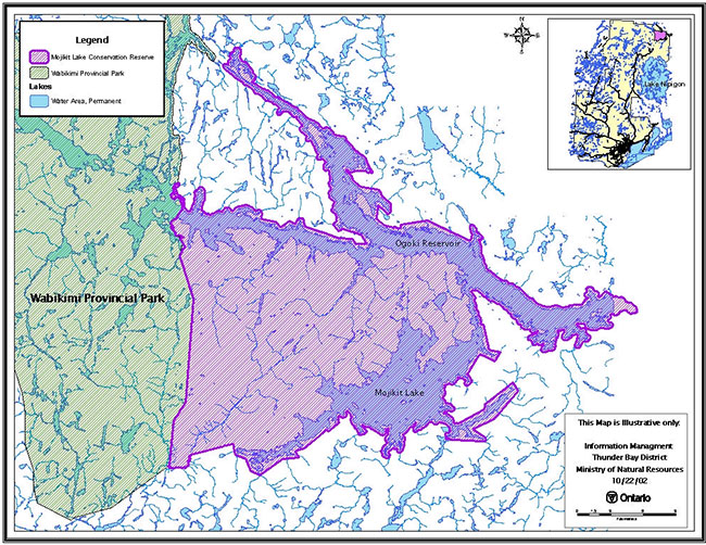 This is an overview map of Mojikit Lake Conservation Reserve map overview.