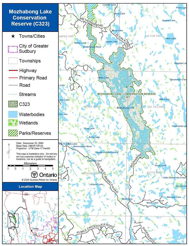 This map shows a detailed information about the Site location for Mozhabong Lake Conservation Reserve.