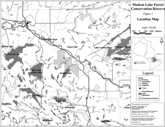 Map of Mudcat Lake Forest Conservation Reserve indicating the location