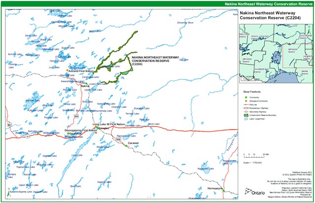 Image showing the Site Location Reference Map for Nakina Northeast Waterway Conservation Reserve