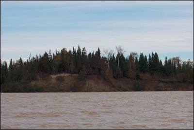 Photograph of shoreline bluff along Nighthawk Lake