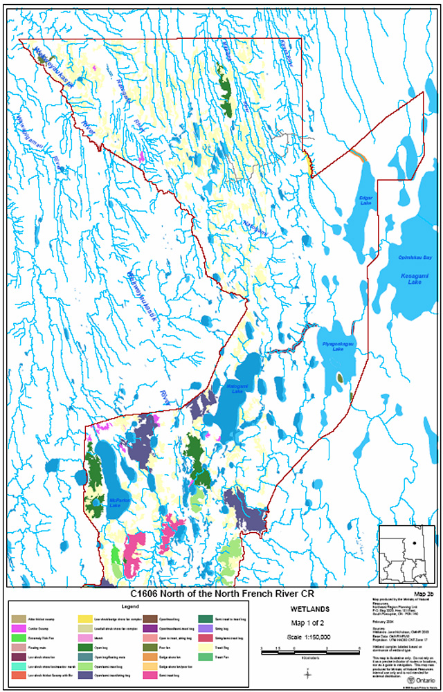 This map is the Wetlands map 1 of 2 of the North of the North French River Conservatio Area