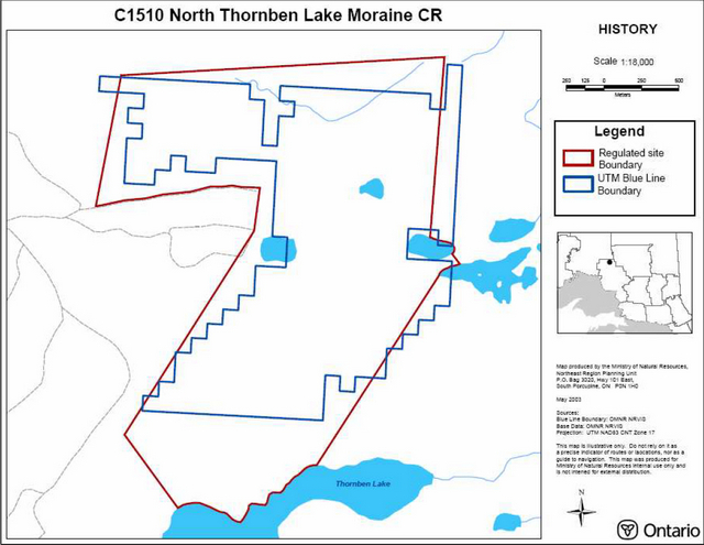 Boundary map of North Thornben Lake Moraine Conservation Reserve