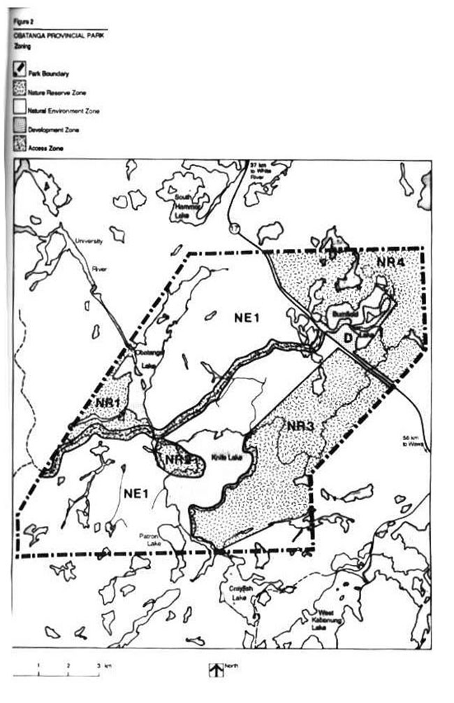 This map shows detailed information about Obatanga Provincial Park Zoning.