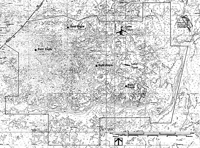 Map of life science features at Opasquia Provincial Park.