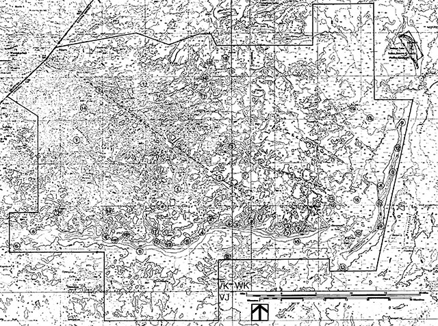 Map showing earth science features at Opasquia Provincial Park mentioned above.