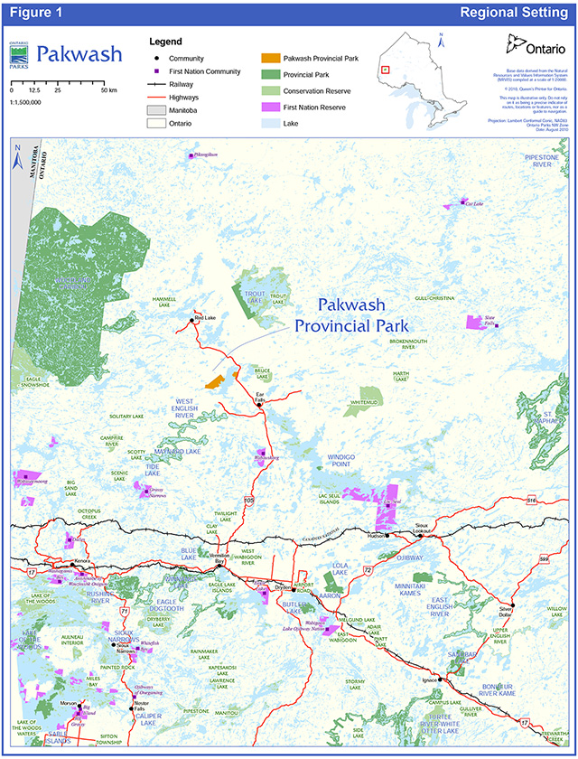 This is figure 1 regional settings map of Pakwash Provincial Park