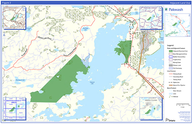 This is figure 2 Adjacent Land Use map of Pakwash Provincial Park