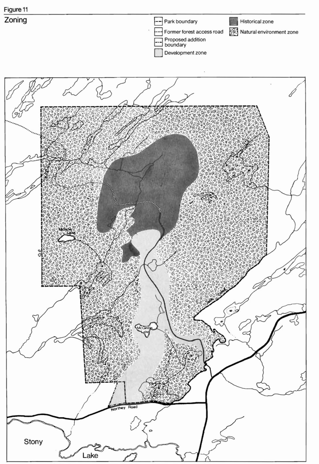 A zoning map of Petroglyphs Provincial Park