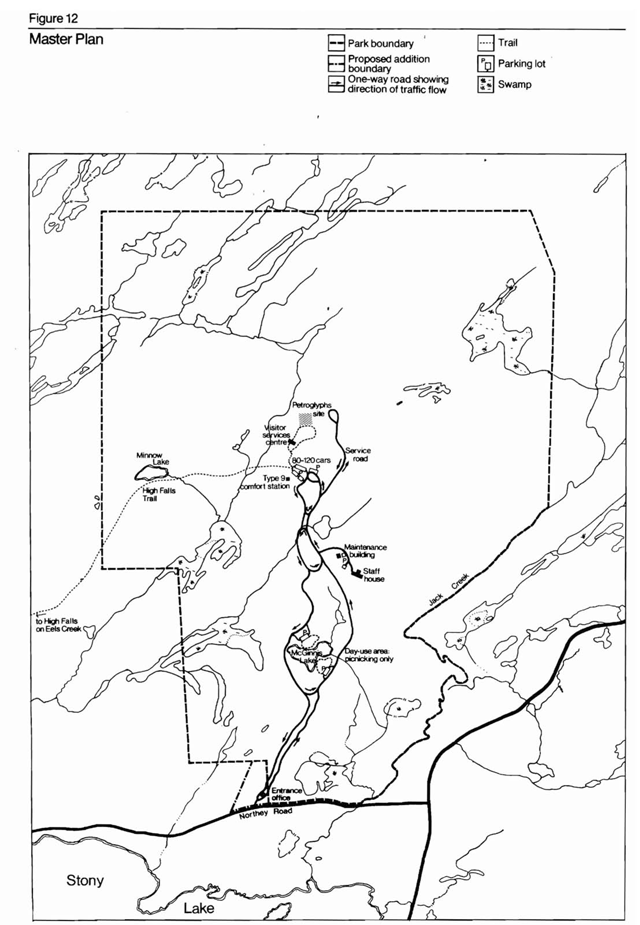 The master plan map for Petroglyphs Provincial Park