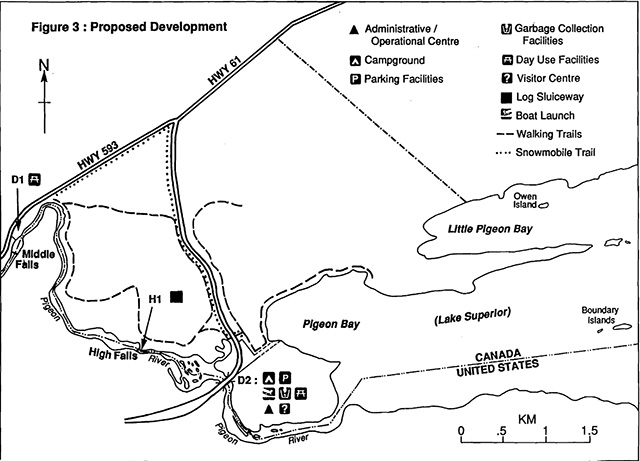 This is figure 3 proposed development map of Pigeon River Provincial Park
