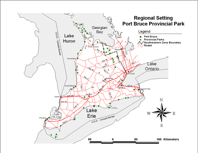 Map showing regional setting of Port Bruce Provincial Park