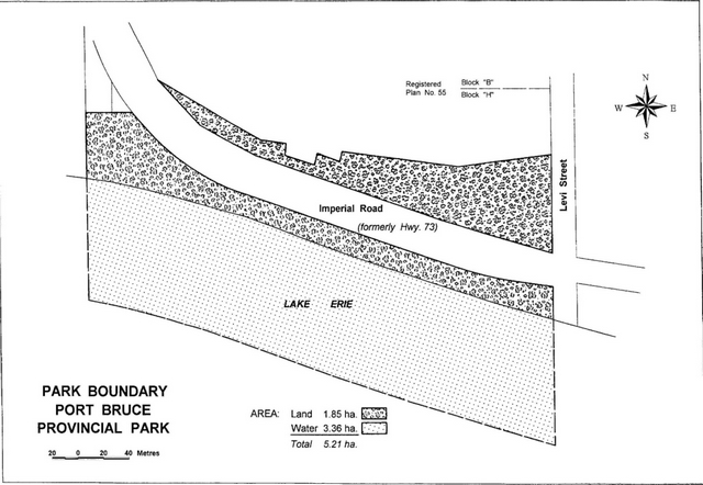 Map showing park boundary of Port Bruce Provincial Park
