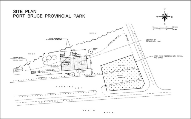 Map showing site plan of Port Bruce Provincial Park