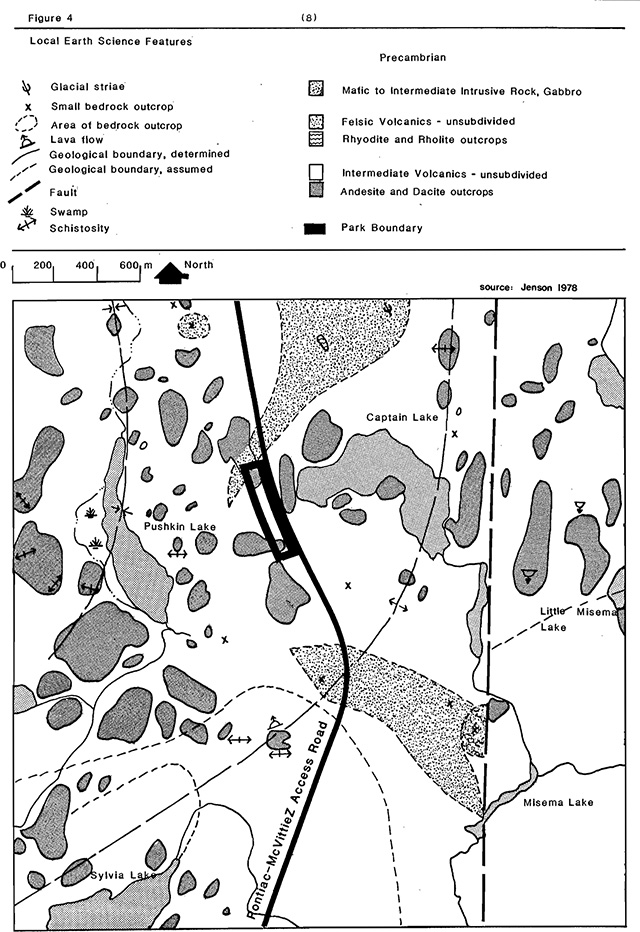 This is figure 4 map of Pushkin Hills Provincial Nature Reserve depicting local earth science features