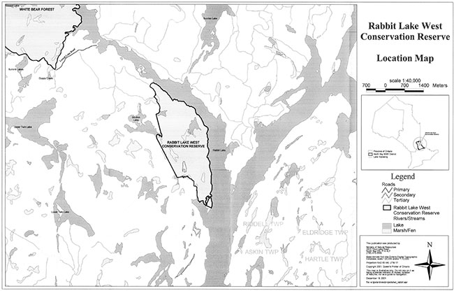 This map provides detailed information about Rabbit Lake west Conservation Reserve, Location Map.