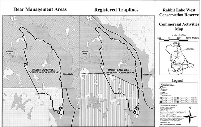 This map provides detailed information about Rabbit Lake west Conservation Reserve, Commercial Activities Map.