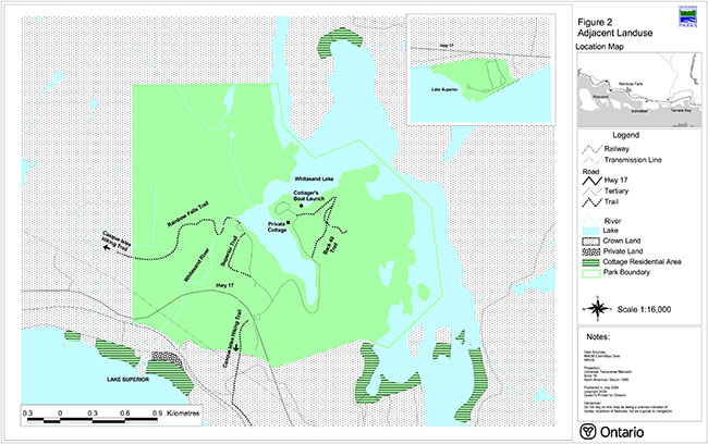 This map provides detailed information about Adjacent Landuse in Rainbow Falls Park.