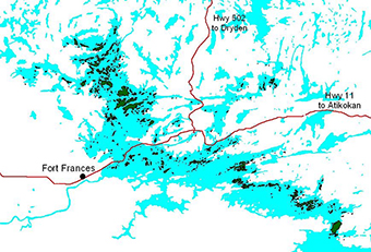 This is a map of the Fort Frances area.