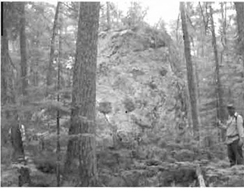 This photo shows Large erratic rock on Cobre Lake Hiking Trail.